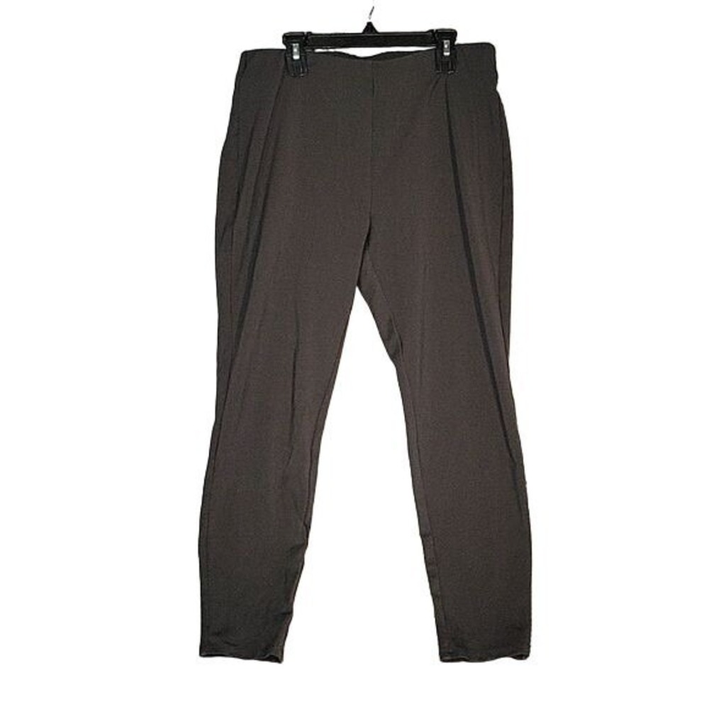 Chicos Ponte Knit Pull On Leggings Dark Gray Charcoal Pants M momcore comfort